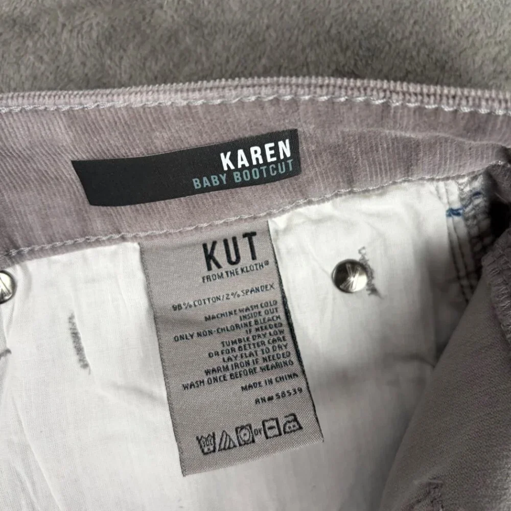 KUT From the Kloth Karen Baby Bootcut Corduroy Pants Women’s 18 Gray Y2K NWT - Picture 3 of 8